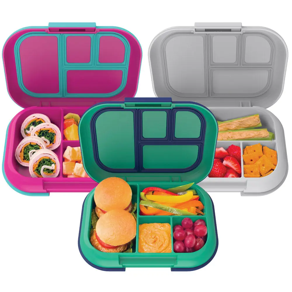 Bentgo Kids Chill Lunch Box (3 Pack) Set - Reusable Leak-Proof Meal Container with Multiple Compartments for Kid Lunches, Bento Lunch Box