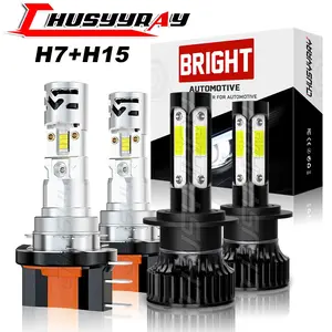 For Mercedes-Benz GLK350 2013-2015 LED Headlights H7+H15 Bulbs High Low Beam 4X Super Bright Automotive