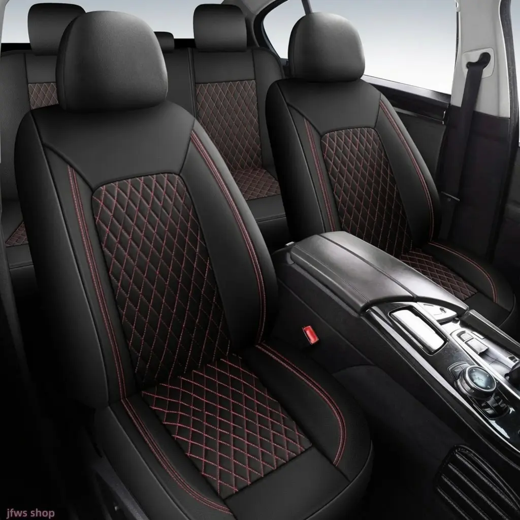 4-Piece 2026 New Diamond Quilted Polyurethane Leather Universal Fit Car Seat Cover Waterproof Wear Resistant Full Protection Easy Install Vehicle Interior Accessory Daily Driving Gift for Men US Design