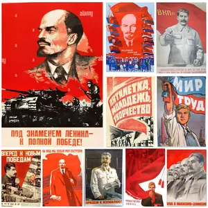 S-Stalin USSR CCCP Poster Poster Poster Self-Adhesive Waterproof Art Sticker, Aesthetic Minimalist Wall Poster for Coffee Shop, Bar & Home Room Decor
