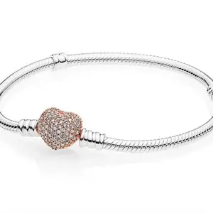 925 Sterling Silver Snake Charm Bracelet for Women