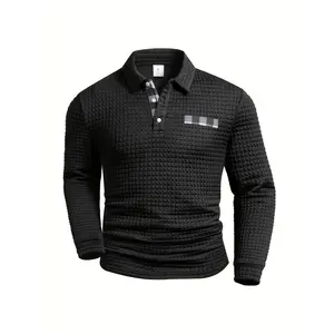 Men's autumn and winter thick knitted button up shirt - digital printed checkered pattern, long sleeved classic collar, regular style, hand washable flannel, casual and fashionable warm top, durable and long-lasting