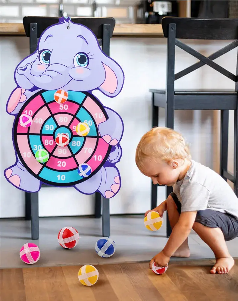 Montessori Toys Cartoon Animal Dart Board Sticky Ball Family Interactive Educational Toys