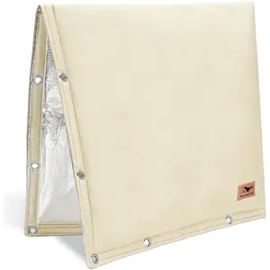 Backflow Preventer Insulation Cover 2 Way Opening Pipe Insulation Cover for Irrigation Valve Sprinkler Cover for Outside Winter Freeze Protection Backflow Cover 24" W x 24" H Beige