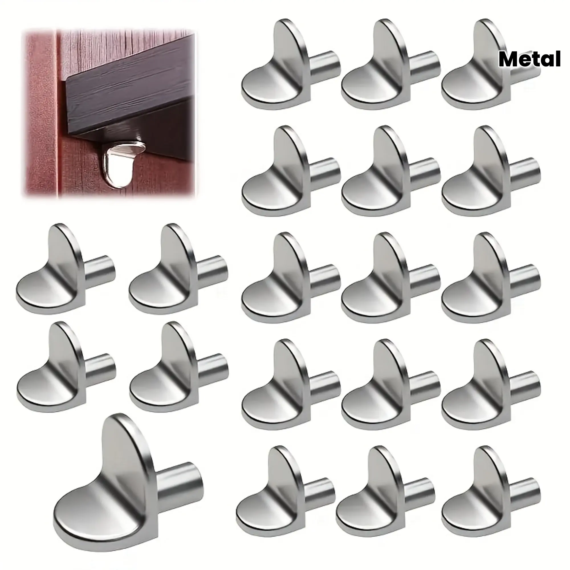 20pcs Recycled Metal Shelf Support Pegs - Durable Kitchen Cabinet Brackets, Smooth-Surface Shelves Hardware, Easy-Install Pins for Bookshelf Display & Wardrobe Anchors