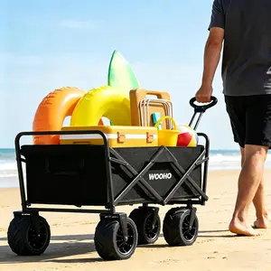 150L Beach Wagon with Sand Wheels | Heavy-Duty Foldable Cart for Family Beach Days & Camping