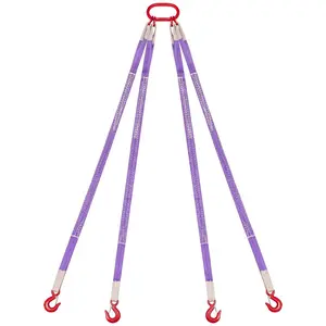 VEVOR Lifting Sling Straps with Hooks, Polyester Bridle Sling, 6600LB Capacity, Four Leg 5Ft Heavy Duty Rigging Strap, Thickened Wear-Resistant Webbing Slings for Engines Cranes Hoists TruckVEVOR Super Brand Day