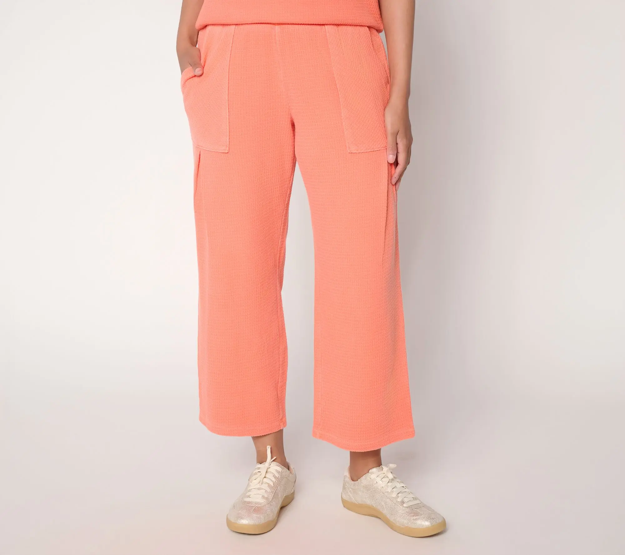 AnyBody Regular Washed Waffle Cropped Pant