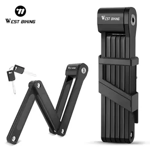 WEST BIKING Six-Section Alloy Steel Portable Bicycle Folding Lock Anti-Theft Secure Bike Cycling Bicycle Accessories Foldable Lock