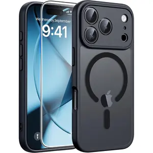 TechGuard Phone 17 Pro Case: Magnetic Frosted Translucent Matte Design | Military-Grade Shockproof & Slim Fit | Full-Coverage Camera Protection & Drop-Proof Durability Smartphone Cellphone with Tempered Glass Screen Protector