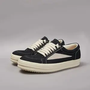 Ricks Shoes Men Twill Canvas Low Top Casual Shoes Women Sneaker Owens Shoe Men Lace Up Black Canvas Shoes Retro Flat Sneakers trendy all-match sneaker new running shoes Footwear Closed Boy Leather Training Trainer