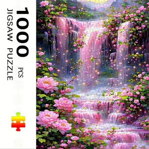 1000 Piece Cherry Blossom & Waterfall Puzzle, Large Adult Family Interactive Toy, DIY Home Decor Brain Challenge, Holiday Gift