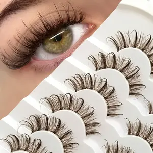 6 pairs of brown wet appearance cross flowers, 6 pairs of transparent bands, false eyelashes, Volume Individual Lashes, and extended makeup tools, Lashes Clusters Kit