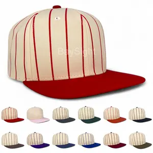 Baseball Cap Snapback Adjustable Striped Sports Ball Cotton Hat Flat Brim Visor
