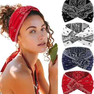 Headbands for Women's Hair Hair Bands 4-Pack – Wide Thin Elastic Boho Tie Dye Knotted Head Band Vintage Zigzag Headband for sports, Yoga, Makeup, Spa & Fashion Accessories