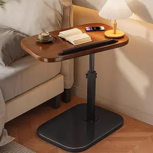 Adjustable Height C Shaped Side Table - 360° Swivel & Flip Top Design | Mobile C End Table for Couch/Sofa/Bed | Large Tabletop C Shaped Laptop Stand & Coffee Table with Slide-Under Feature