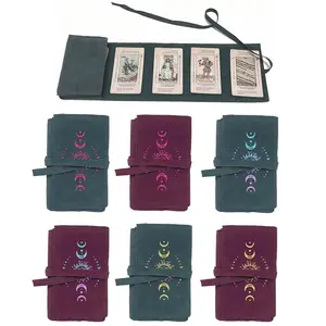 Tarot Card Storage Bag with Sun Moon Pattern, Blue, Drawstring Closure, Soft Fabric, Portable Case, Travel Organizer Bag, Travel Storage, Perfect Gift