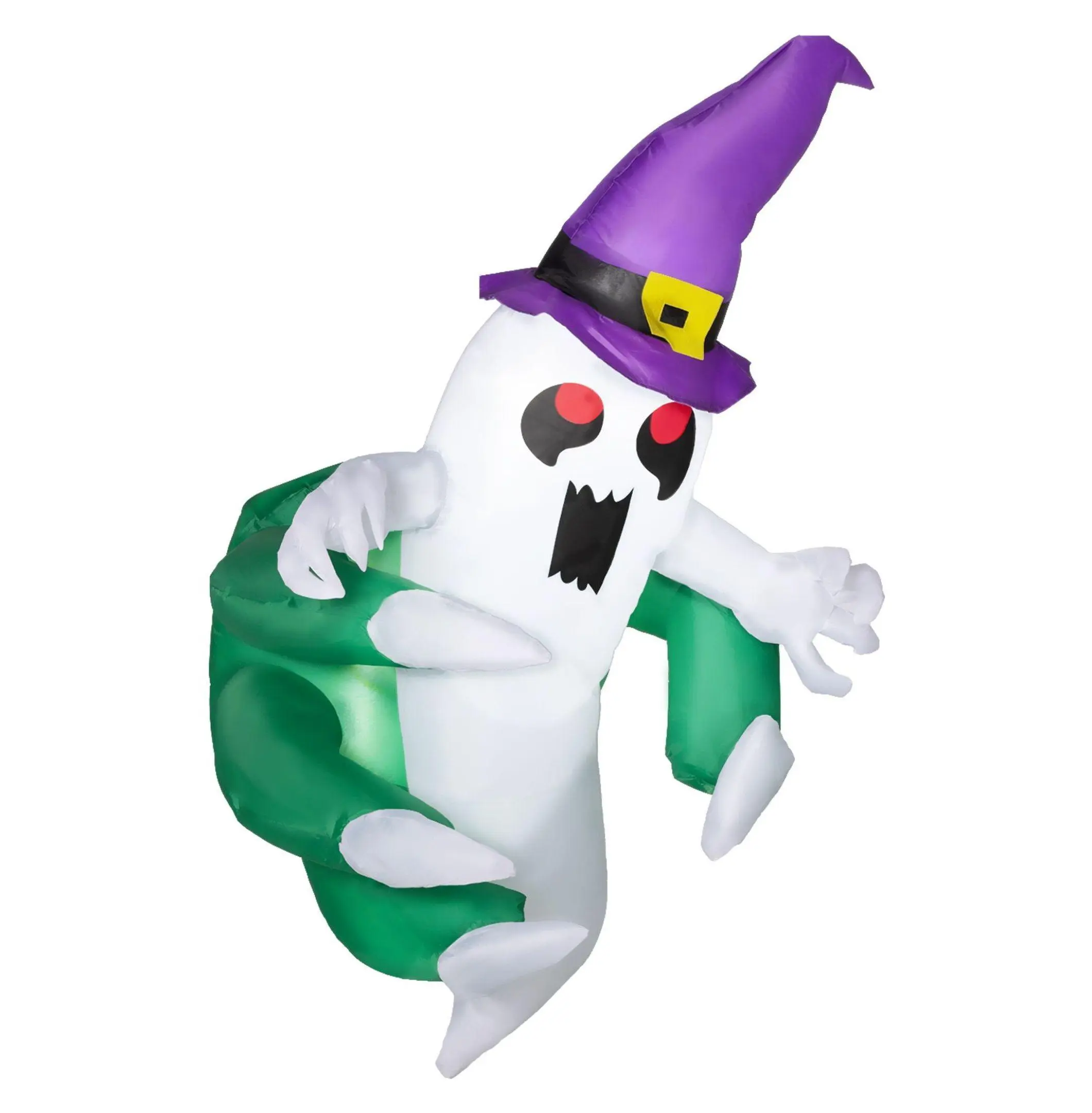 3.9ft Waterproof Cloth Inflatable Halloween Window Ghost - LED Light Up Decoration, Indoor/Outdoor Spooky Display with Suction Cups & Drawstring, Water Proof, Hat