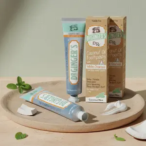 DR GINGER'S DRX 2 Pack 4oz White Charcoal Toothpaste with Coconut Oil & Xylitol All-Natural Whitening Enamel-Safe Sensitive Oral Care Premium Coconut Mint Flavor