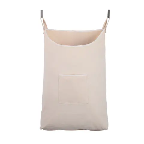 Trend Space-Saving Hanging Stainless Steel Hook Laundry Bin - Durable Cotton-Blends Over-the-Door Hamper with Zip Access, Easy-Remove Home Organizer Storage Solution
