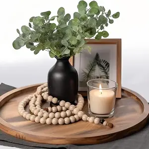 Multifunctional Round Wooden Tray, Elegant Design for Coffee Table Kitchen Dining Display, Perfect for Fruits Snacks Holiday Decor