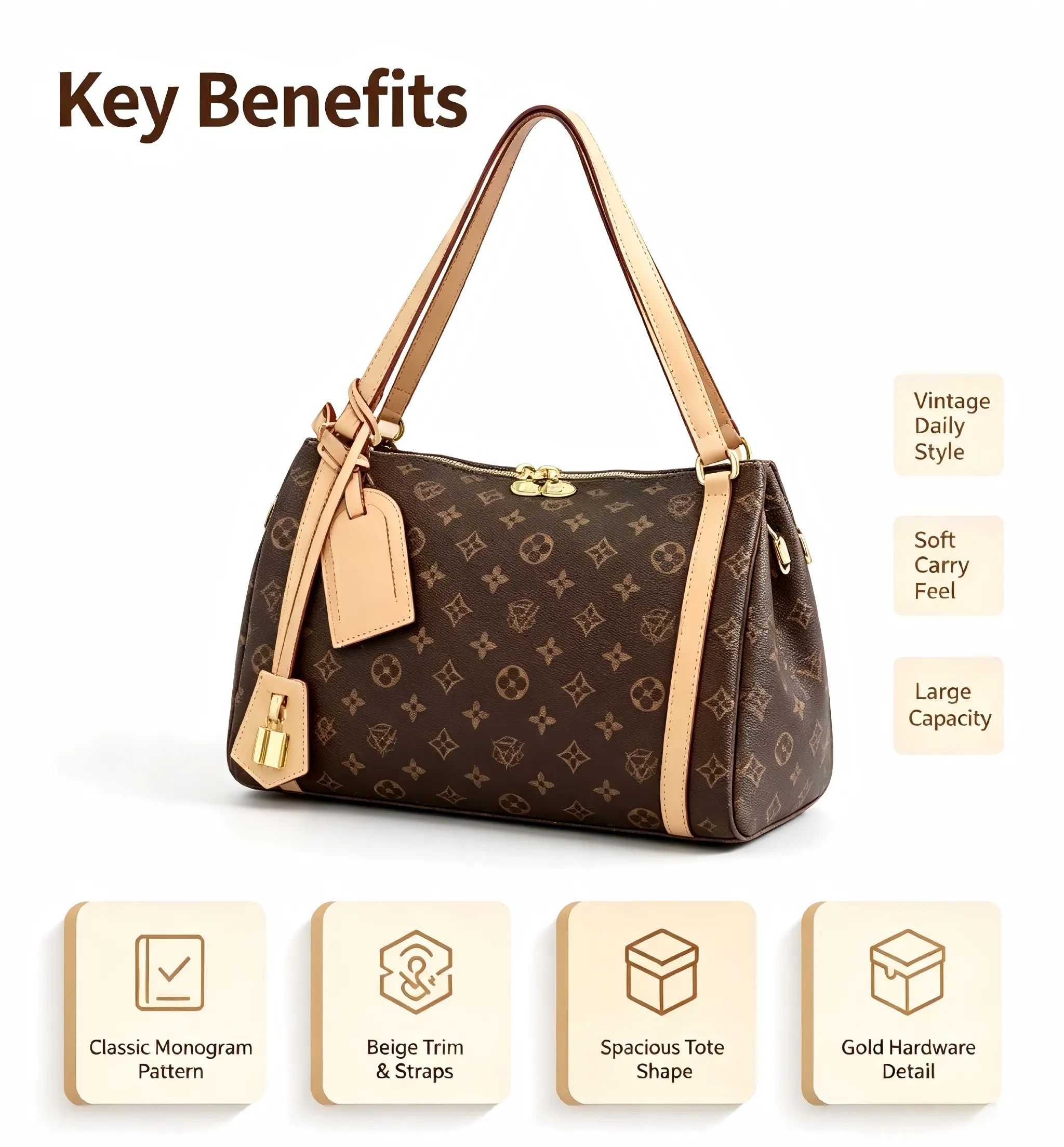 2026 New Light Luxury Textured Vintage Print Women's Monogram Bowling Pillow Bag - Crossbody Shoulder Handbag, Ideal for Graduation, Birthday Gifts