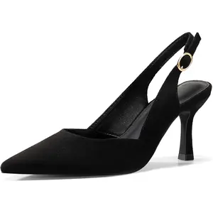 Coutgo Women's Classy Elegant Stylish Slingback Kitten Heel Footwear - Closed Pointed Toe, Lightweight Pumps for Wedding, Party Events outdoorfun