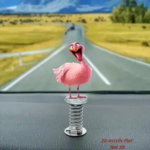 car bracket 2D Acrylic Pink Flamingo Car Ornament - Swinging Dashboard Decoration with Secure Spring Clamp Mount, Vibrant 2D Design for Cars, Home & Office - Perfect Gift for Friends & Family, Flamingo Decor, Playful Ornament, Sturdy Base S