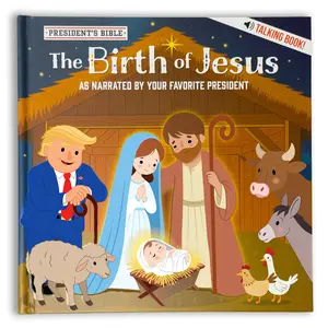 President's Bible: Hear Trump's Voice Tell The Birth of Jesus - Kids Bible Easy to Read Hardcover Book with Buttons, Christian Christmas Books for Kids & White Elephant Christmas Gifts, AI Voice