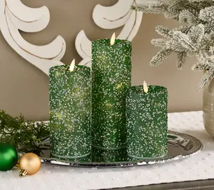 Set of 3 Illuminated Beads & Sequins Pillars by Valerie