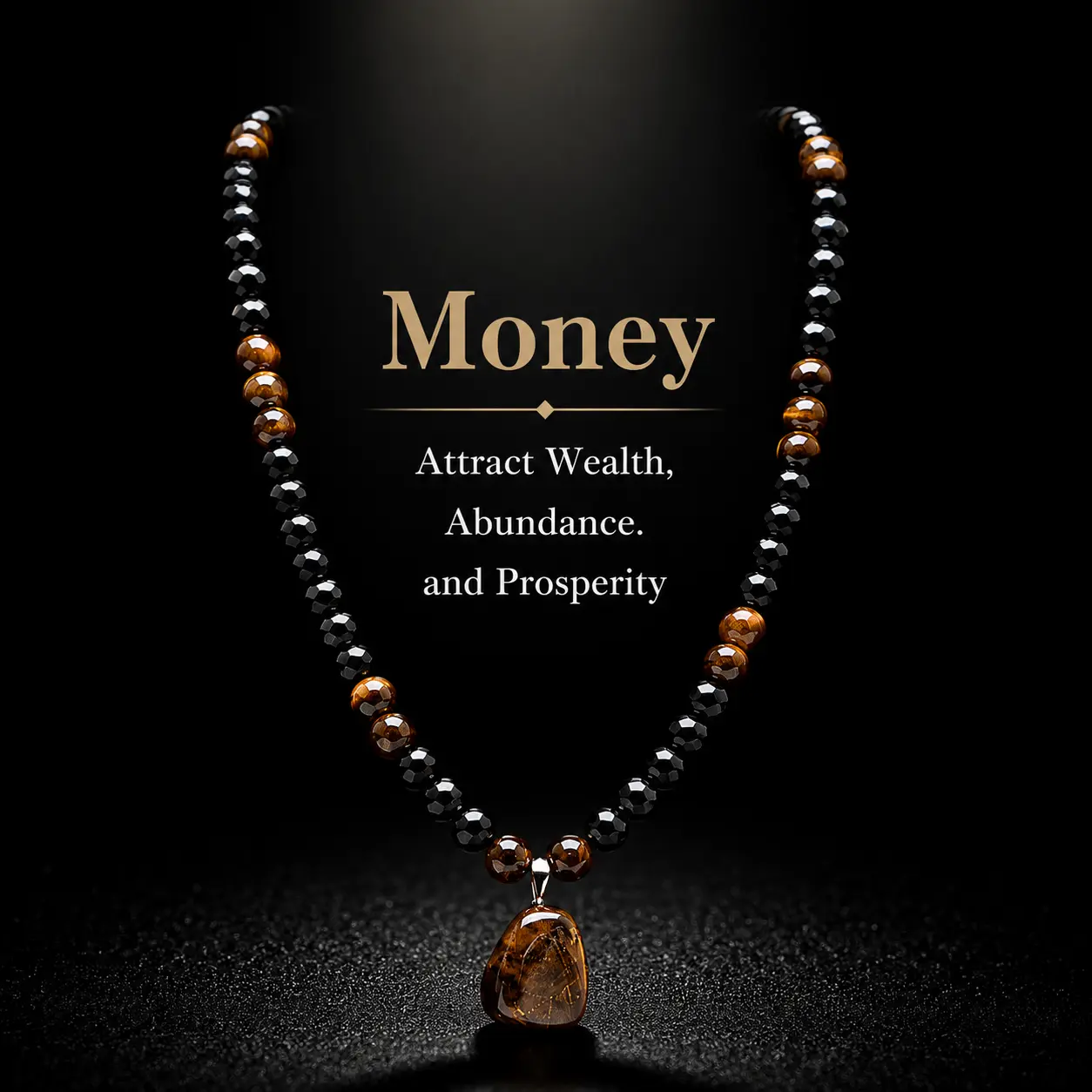 ARPURRAINA Tiger’s Eye-Obsidian Crystal Necklace - 69cm/27.1in Sweater Chain, Adults’ Auspicious Money Attraction Healing Pendant, Statement Piece Costume Jewelry, Ideal Anniversary Gift
