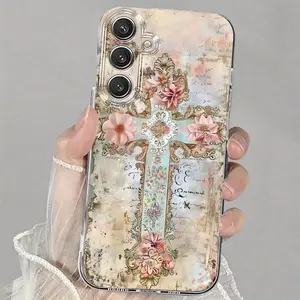 Phone case: Pattern Soft Clear Mobile Cover Case for  Galaxy S25/S24/S23/S22/S21 Ultra, Plus, FE and A10/A12/A13/A14/A15/A16/A20/A22/A23/A24/A25/A30/A33/A34/A35/A52/A53/A50/A54/A72/A73 Ancient cross pattern
