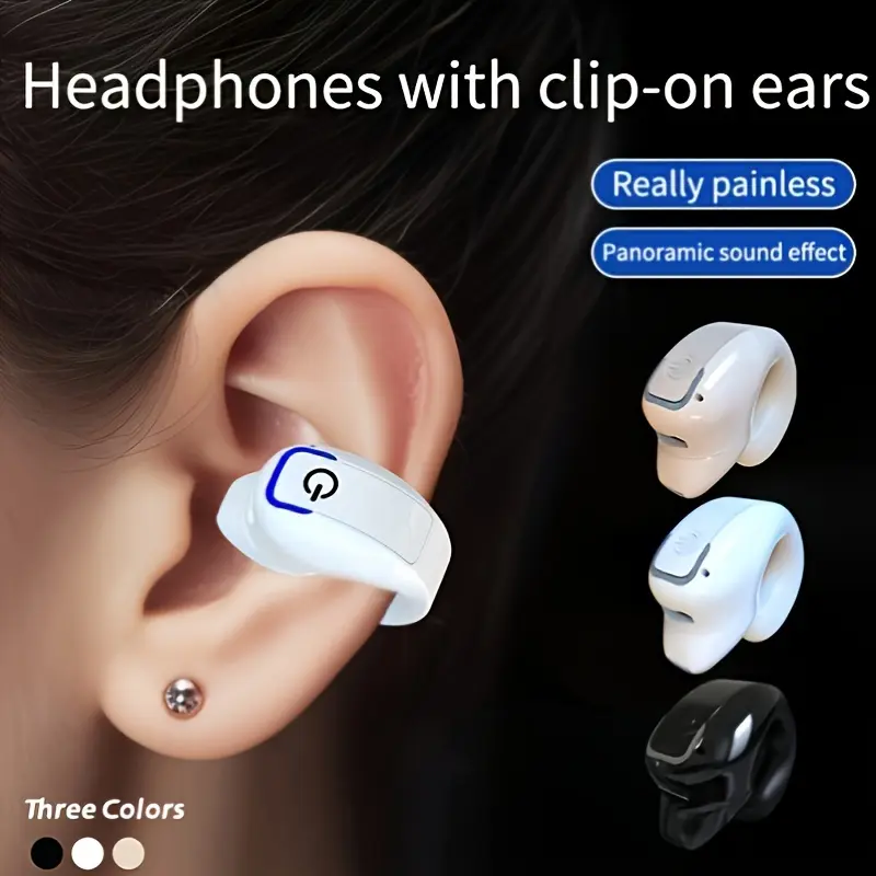 Wireless Headset with Bone Conduction, Clip-on, Open Design, Suitable for Running, Cycling and Other Sports, Call Noise Reduction.