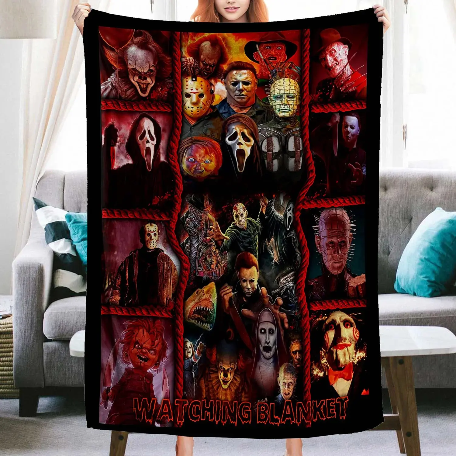 This is My Horror Movie Watching Blanket, Horror Movie Blanket, Halloween Blanket, Scary Movie Blanket, Horror Blanket Gifts for Halloween