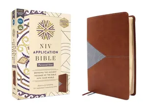 NIV Application Bible, Personal Size, Leathersoft, Brown/Blue, Red Letter, Comfort Print: Bringing the Ancient Message of the Bible into Your World (NIV Application Commentary Resources) by Zondervan [Leatherbound Book]