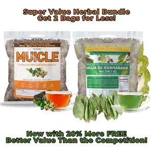 VIRAL 2 Pack Bundle -  Muicle Tea + Guanabana  Tea - 5 oz (141g Each) -  Te Sangre De Cristo + Graviola Soursop - 100% Natural, Vegan, Non-GMO:, Infusiones Naturales, Caffeine-Free Loose Leaf Tree - Traditional