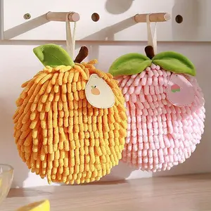 Snowflake Velvet Thickened Kitchen Towel, Super Absorbent Round Polka Dot Hanging Hand Towel, Modern Decorative Dishwashing & Cleaning Towel