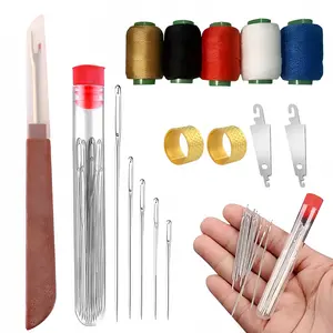 36 PCS Big Eye Steel Needles Set - Long & Thin Handmade Quilting & Sewing Needles Kit for  Embroidery Mending Sewing Projects Easy-Thread Hand Sewing Tool Kit for Embroidery, Appliqué, and Fabric Crafts