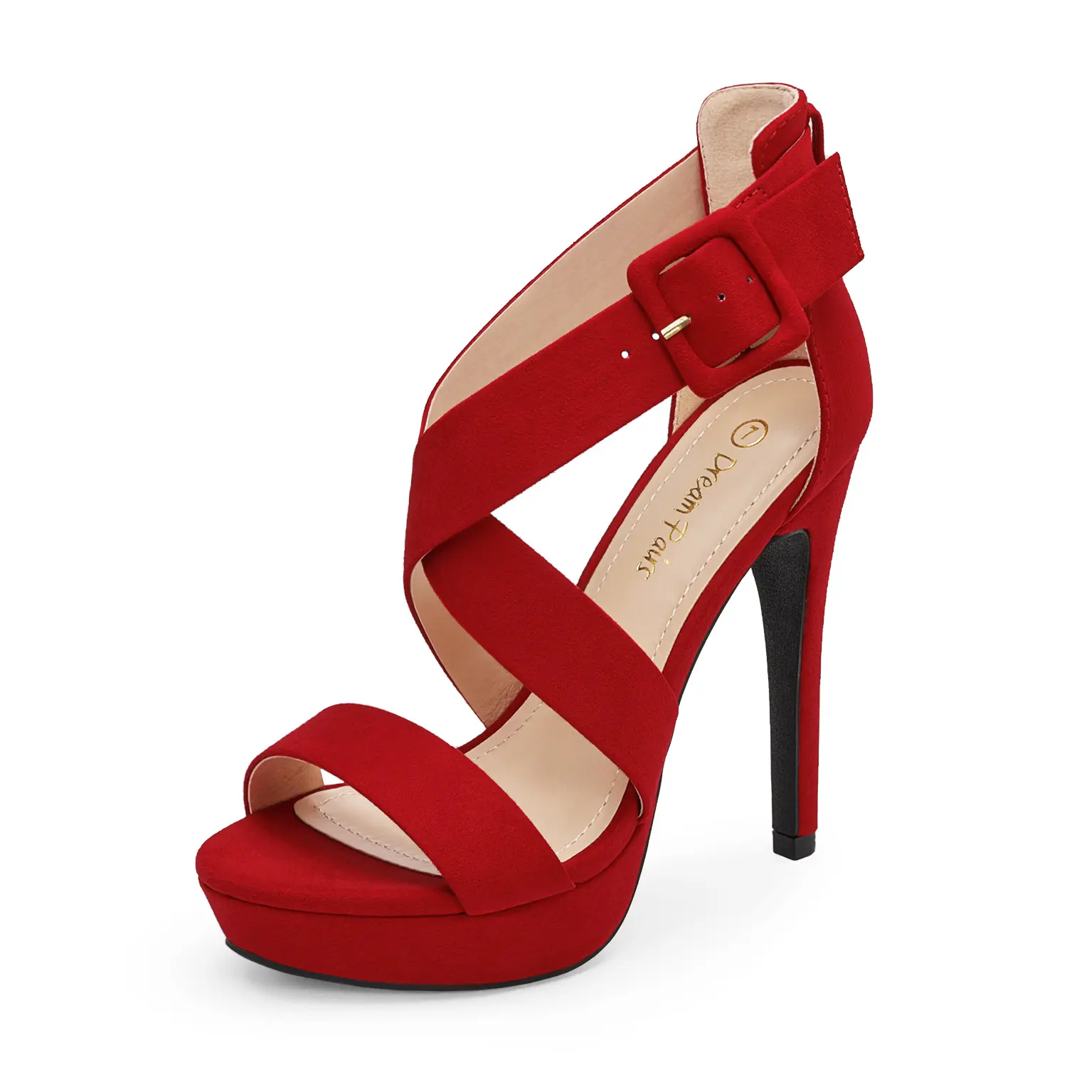 DREAM PAIRS Women's Platform Criss Cross High Heeled Stiletto Sandals - Padded, Buckle-Closure, Lightweight Dressy Fashion Footwear for Women, High Heeled Sandals, Dressy Sandals
