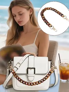 Amber Leopard Print Bag Chain Charm, With Chain, Stylish Animal Pattern Handbag Accessory, Trendy Design, Vintage Chic Style. Adjustable Metal Buckle, Suitable For Underarm Bags For Commuting Or Dates.