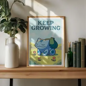 Bulbasaur Poster, Japanese Tapestry Poster, Anime Wall Art for Bedroom, Unframed Wall Art, Home Decor