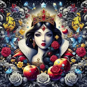 5D Diamond Arts Colorful Painting Kit, Crown & Butterfly & Rose Pattern DIY Diamond Arts Colorful Painting without Frame, Wall Art Decor for Home