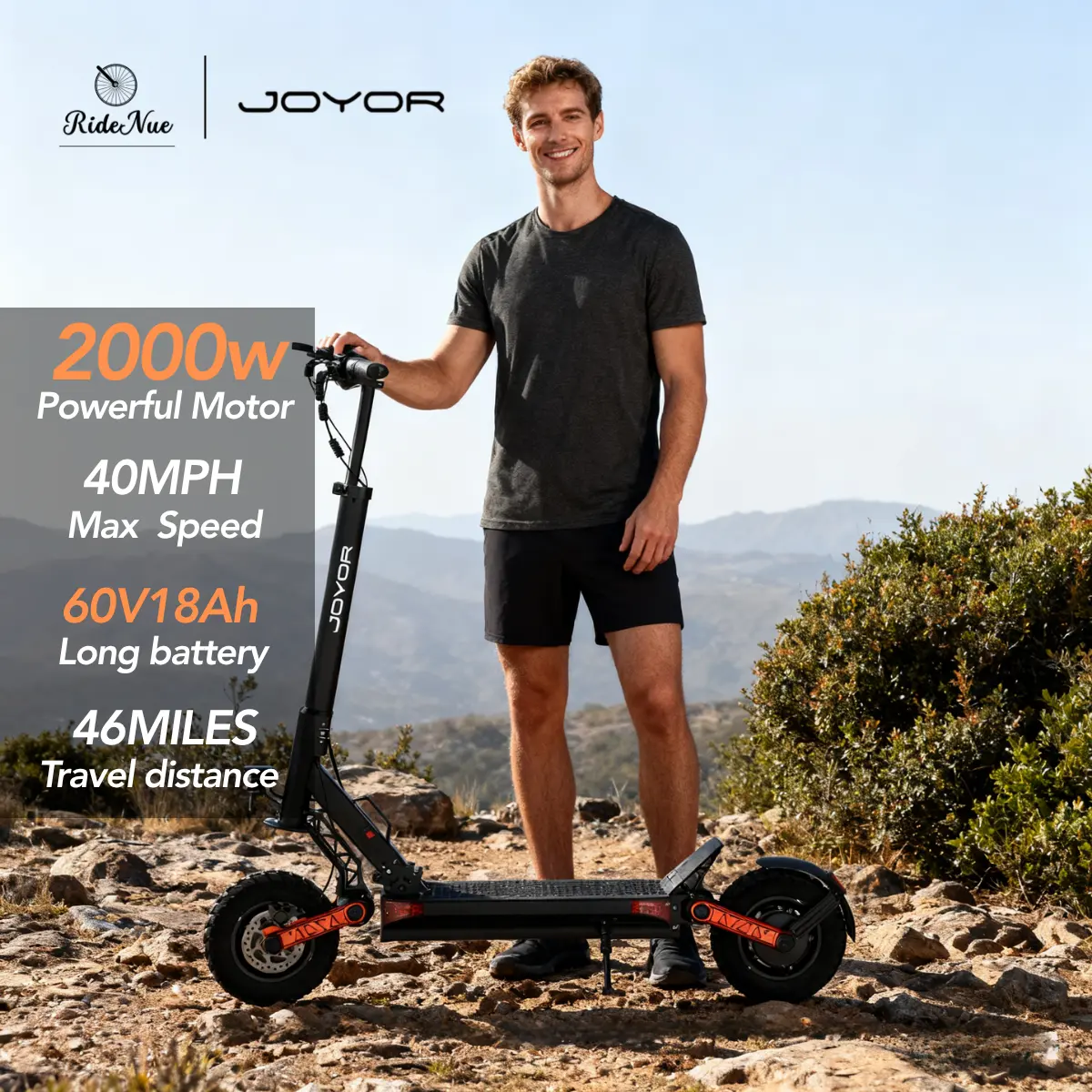 JOYOR S10-S-Z Adult Electric Scooter, 2000W Dual Motor, 48V 18Ah, 46Miles Long Range, 40MPH Max Speed, Hydraulic Brakes, Dual Suspension, Compact Multifunctional Rocker Arm, Sturdy Frame, Foldable Off-Road E-Scooter, UL 2272 Certified