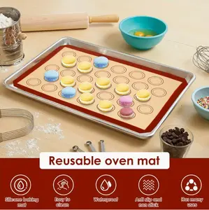 4 Pcs Large Food-Grade Silicone Macaron Baking Mats - Non-Stick, Reusable Grooved Circular Liners, Kitchen Bakeware Tool for Macarons, Cookies, Bakers’ Birthday Christmas Gift