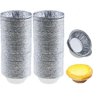200 Pieces 2.6 Inch Round Disposable Aluminum Mini Pie Tart Tin Foil Pans for Baking Cooking Supplies