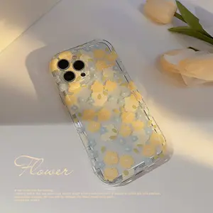 Floral 14pro max case suitable for Apple iPhone 15, 13, 16, 11, fresh and simple, transparent silicone