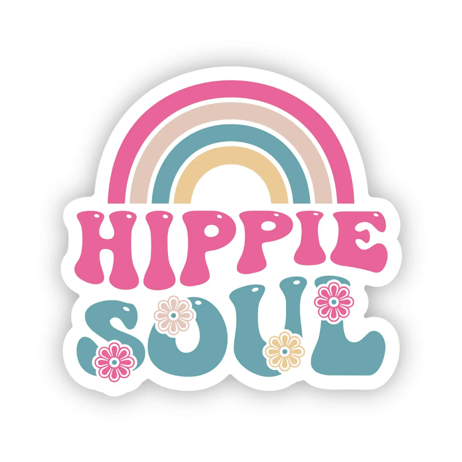 Retro 1970's Hippie Stickers - Hippie Soul Rainbow 2.0" x 1.9" Die Cut