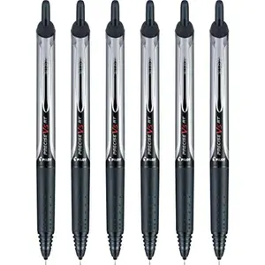 Pilot Precise V5 RT Refillable & Retractable Rollerball Pens, Extra Fine Point Pens 0.5 mm, Black, Pack of 6 - Ideal for School, Journaling & Office Writing