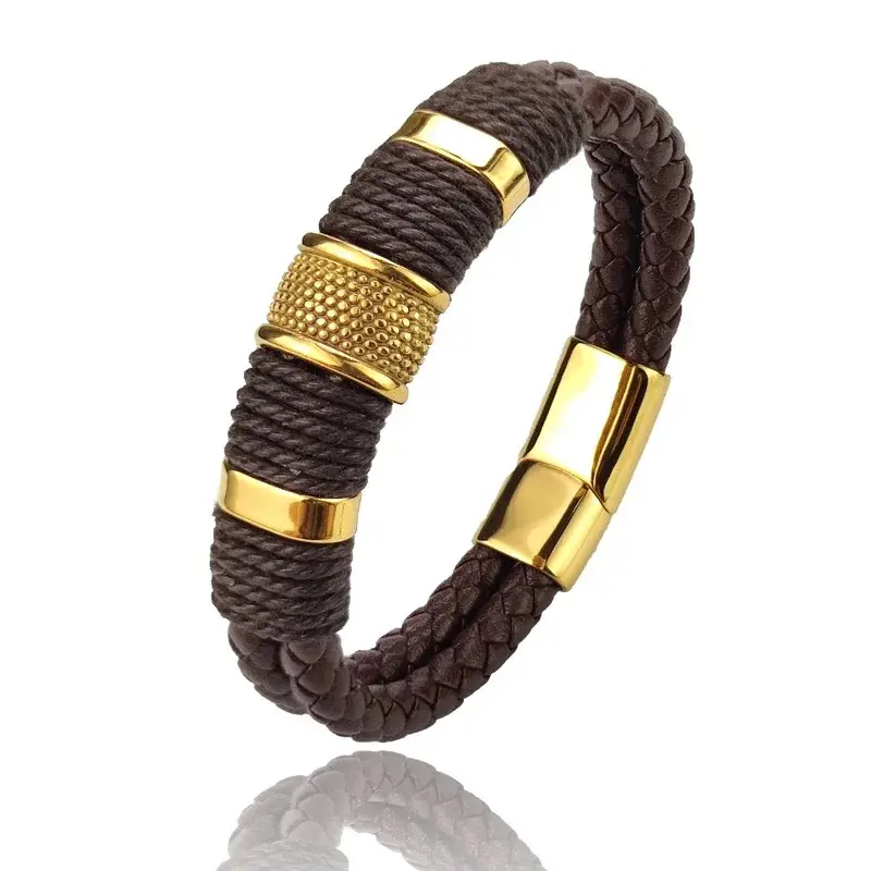 Male Luxury Retro Leather Charm Bracelet - Mixed Materials, Hypoallergenic, Comfort Fit, Elegant Arm Candy Fashion Wrist Jewelry Accessory, Arm Candy Accessories, Retro Look, No
