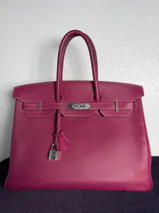 Pre-owned birkin leather Shoulder Bags Hermès 35 Candy Collection Rose Tyrien Epsom Palladium Hardware